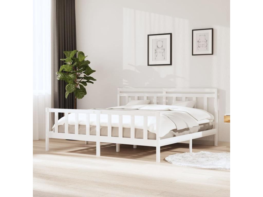 White Solid Wood Bed Frame 200x200 cm 29716MUWF