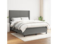 Upholstered bed base with mattress, dark grey, 140x190cm, fabric, 35258FXTU