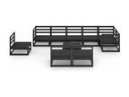 10-piece garden furniture set, black, solid pine wood, 60264OXVE
