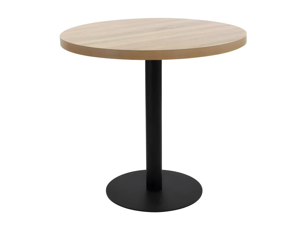 Artanzy round bar table in light wood with black metal legs, 80cm diameter, 41745FQYL