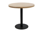 Artanzy round bar table in light wood with black metal legs, 80cm diameter, 41745FQYL