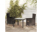 3-Piece Outdoor Lounge Set with Cushions, Black Wicker Resin 70176CWFD