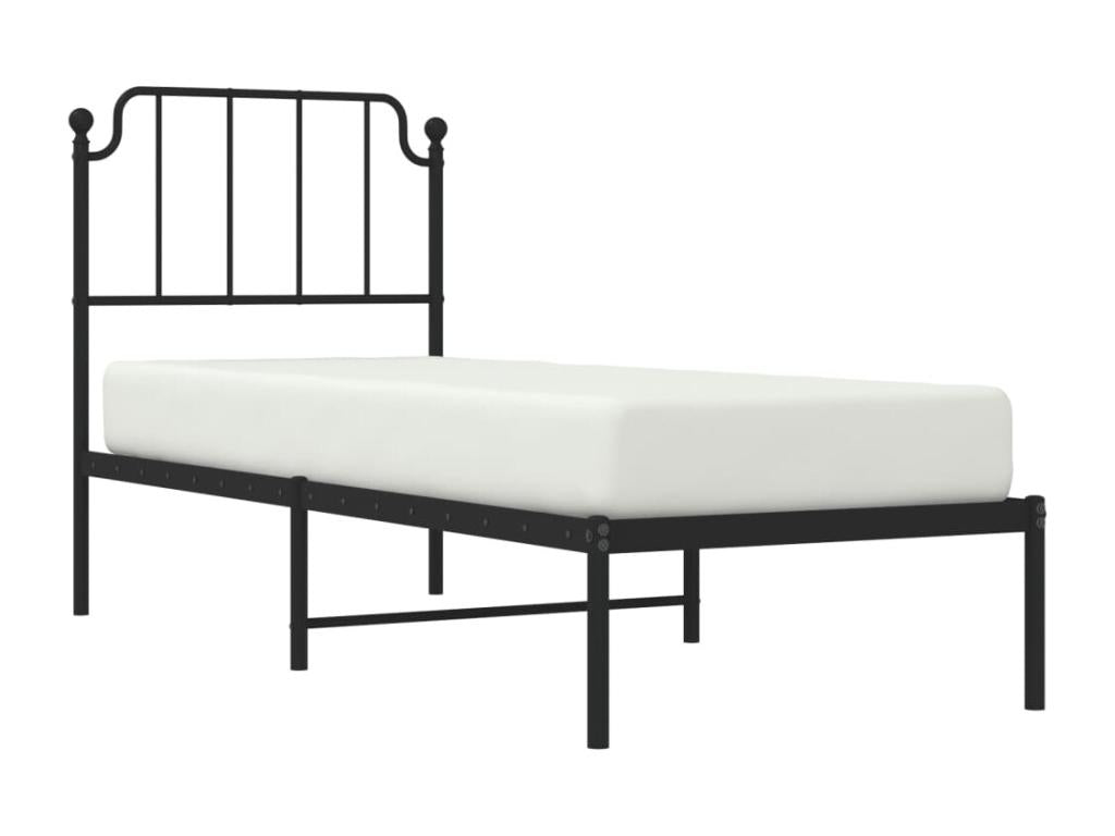 Metal bed frame without mattress, with black headboard, 80x200 cm, 59949SZPL
