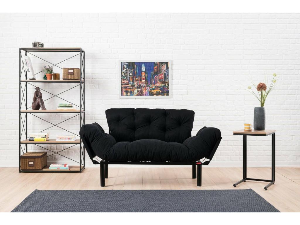 Artanzy 2-Seater Sofa Bed, Convertible Sofa, Guest Sofa, Storage Bed, 155x70 h85 cm, Black 91407NCPR