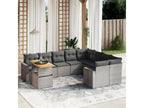 10-piece garden furniture set with cushions, grey woven resin 80286WMXF