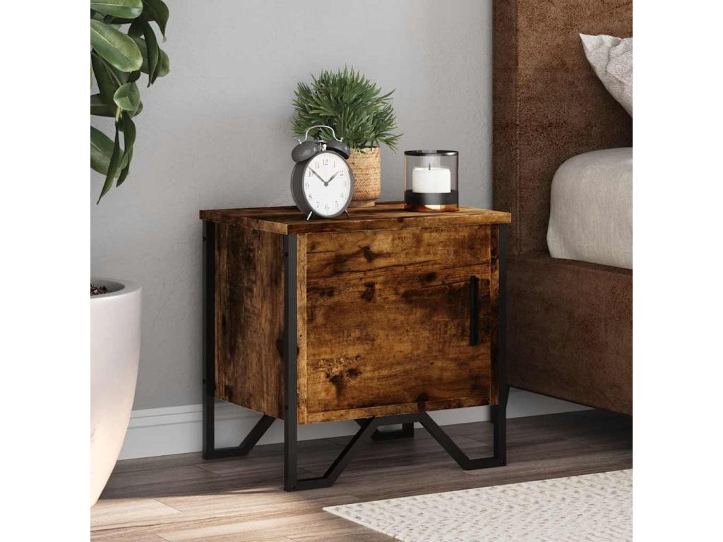 2-piece bedside tables, smoked oak, 40x30x40 cm, engineered wood, 63954XKBY