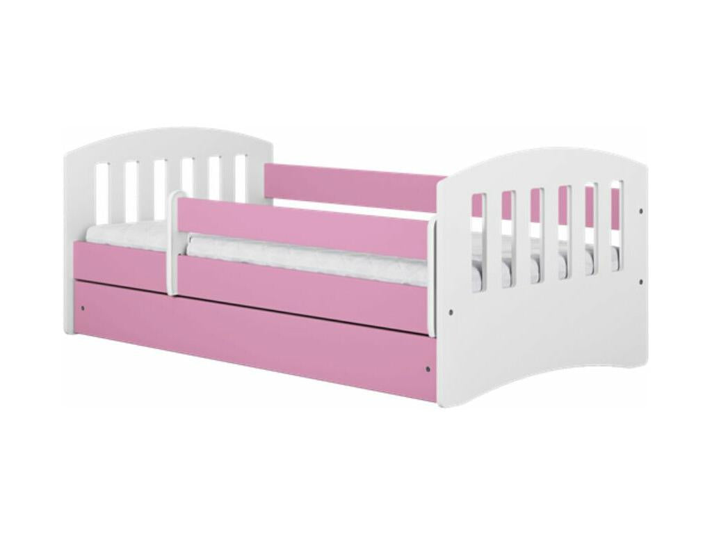 Children's bed with removable safety rail, pink, Delimoa - 80x180 - Drawers, 55762ZABY