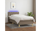 Upholstered bed base with mattress and LED lighting, Delimoa 80x200cm, Fabric 61442UALP