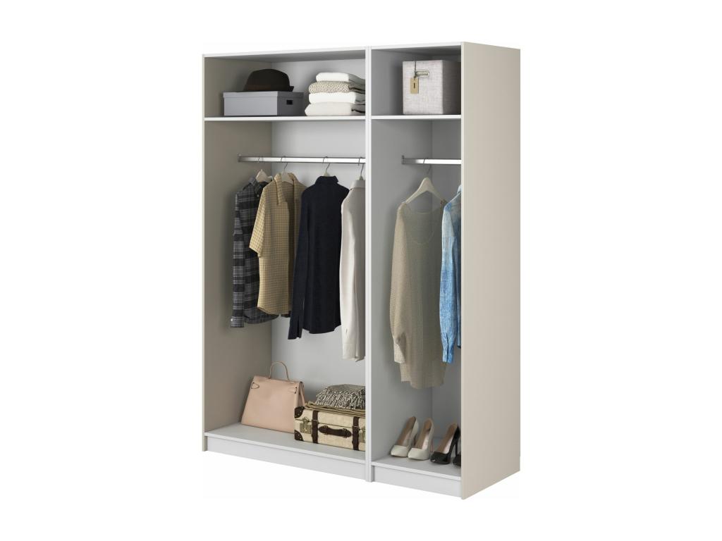 3-door wardrobe with two hanging rails - 150 cm - beige - Artanzy 60476NEWU