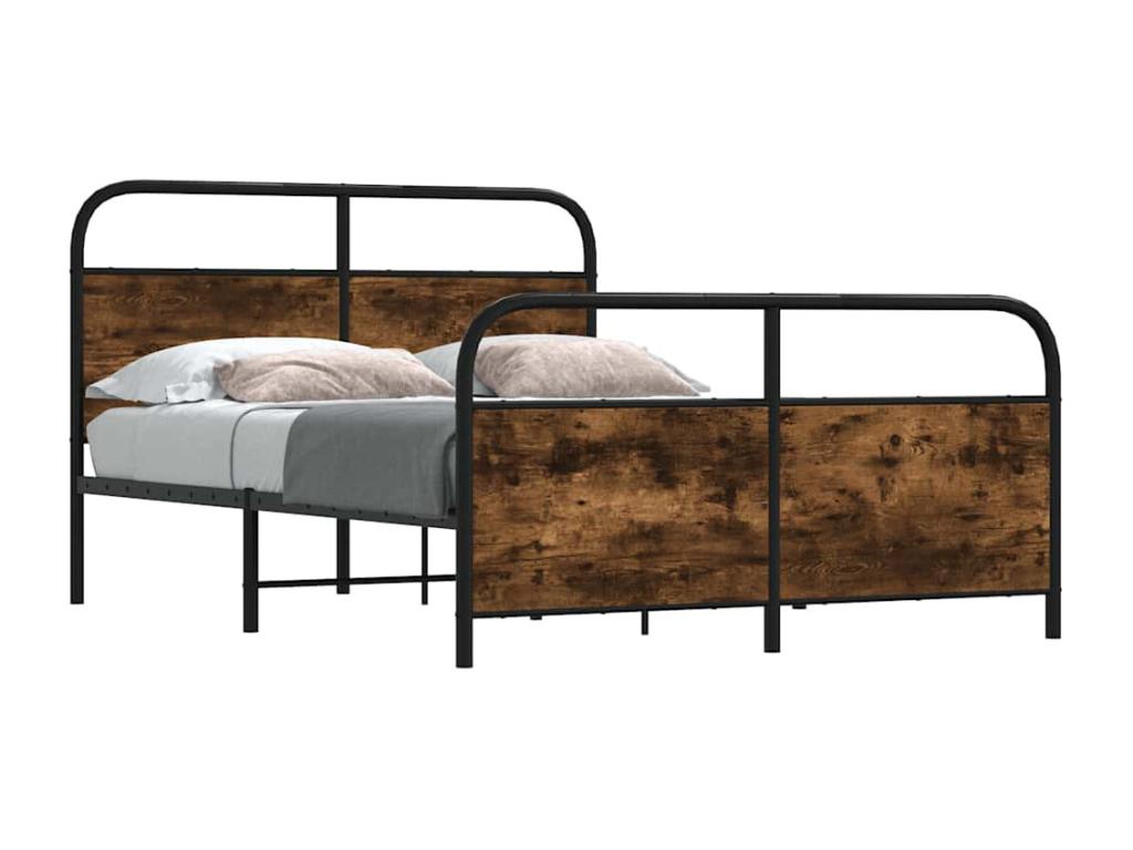 Bed frame without mattress 120x200 cm smoked oak engineered wood 59120IILY