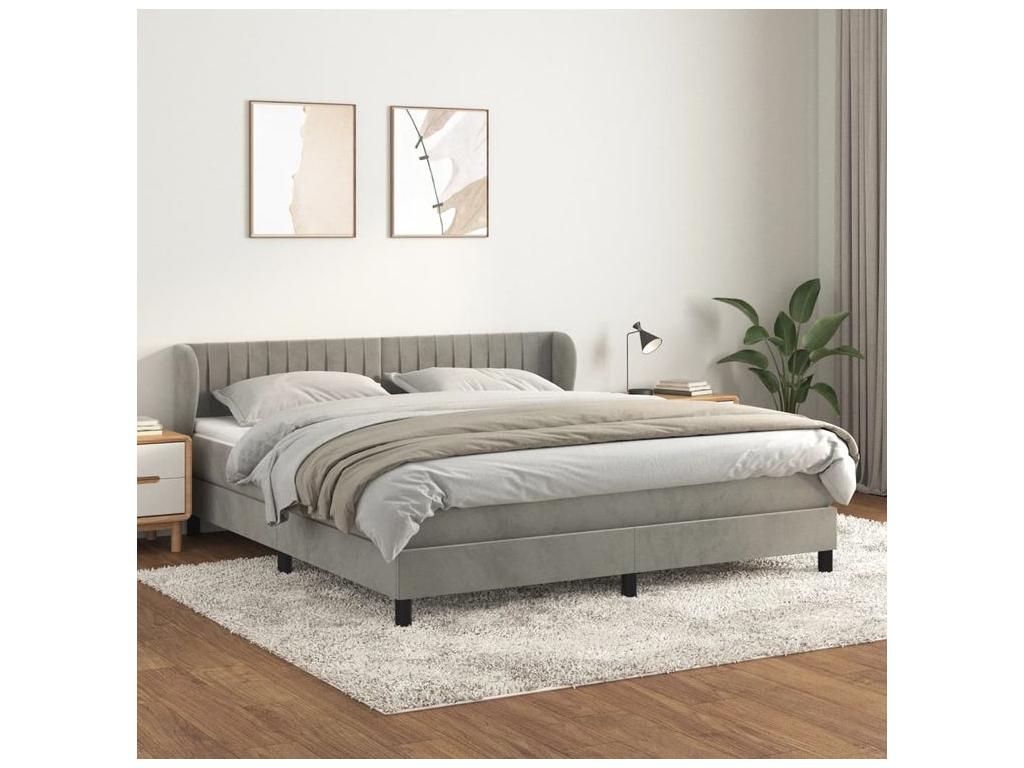 Artanzy bed base and mattress, light grey, 180x200 cm, velvet, 76989DXCP