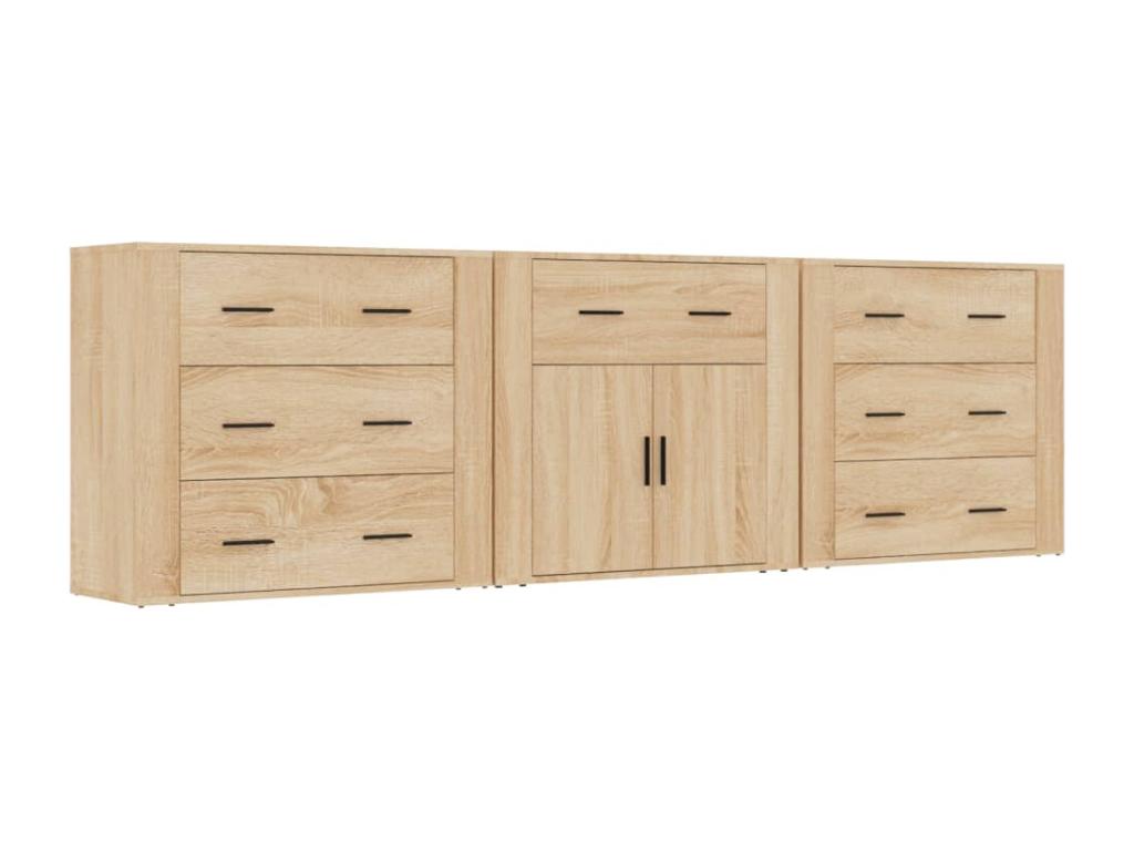 3-Piece Buffet Set, Oak, Artanzy Engineered Wood, 47151ZLKL