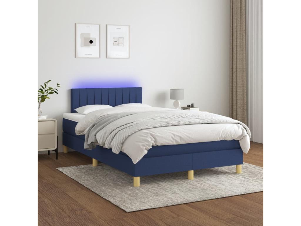 Artanzy bed base with mattress and blue LED light, 120x190 cm, fabric, 84496VGRG