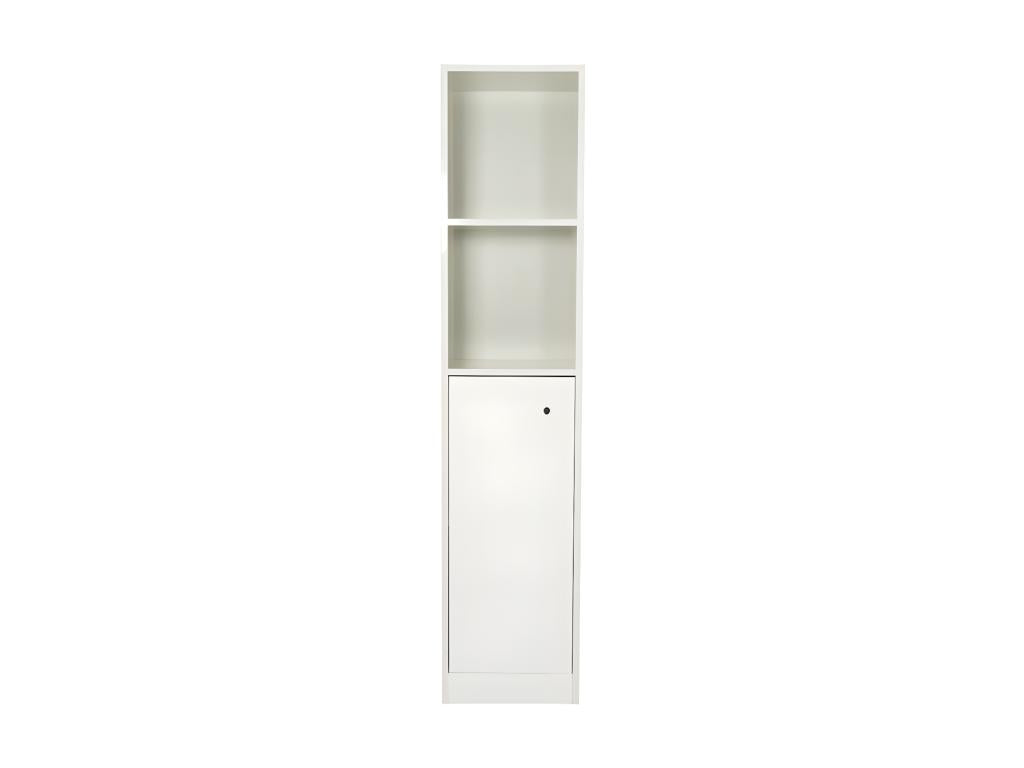 Vanity unit with integrated mirror, 60 cm, white, tall column - Delimoa 89233LJOU