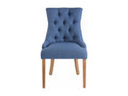 Set of 2 dining chairs with decorative buttons, blue fabric seat 10 0001522 40669ZYOP