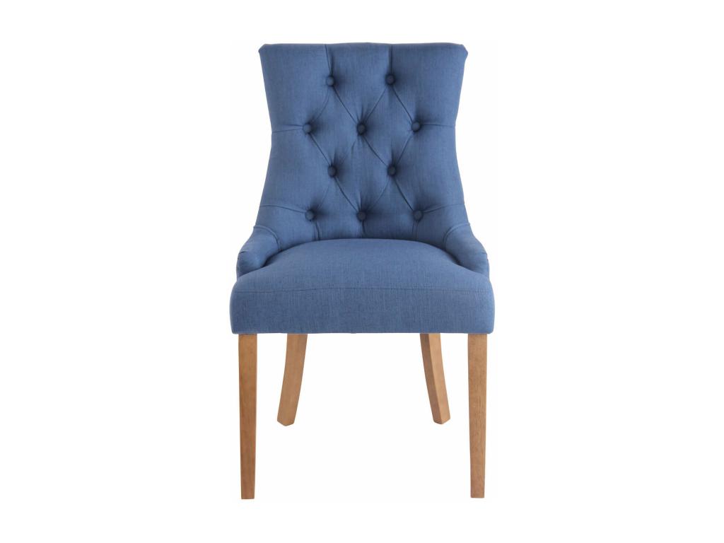 Set of 2 dining chairs with decorative buttons, blue fabric seat 10 0001522 40669ZYOP