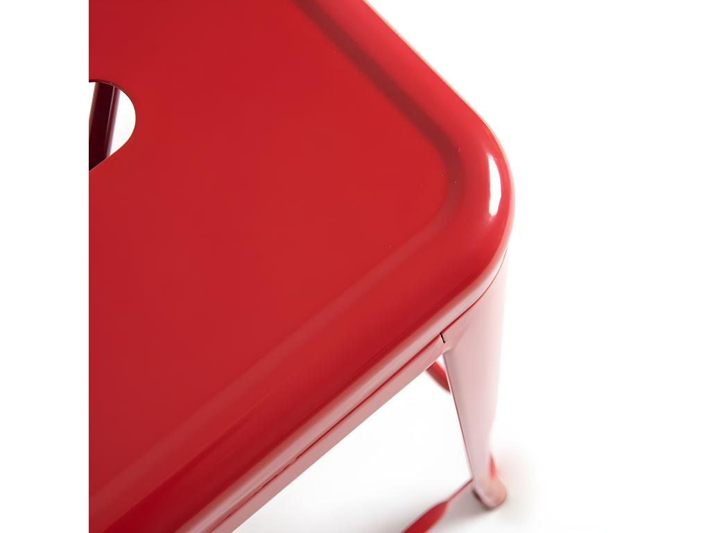 Artanzy 65cm stool in polished steel - Industrial and elegant design - Red 81698KCHP