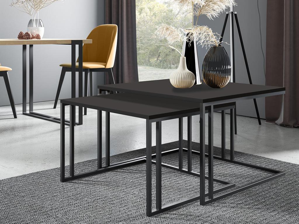 Delimoa 110 Black Coffee Table Set 50x76x76cm Laminate Corner 77283CHWV