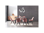 Delimoa - Black Rectangular Dining Table Set with 6 Pink Velvet Chairs 16295SZJY