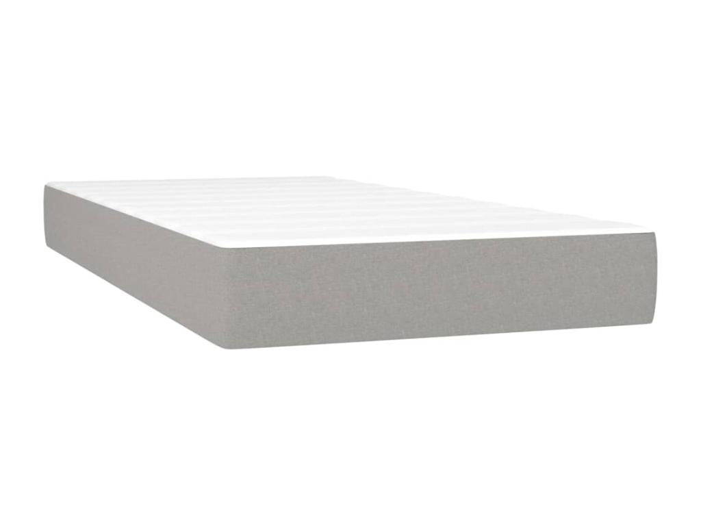 Upholstered bed base with mattress, light grey, 100x200cm, fabric, 48661WTNQ