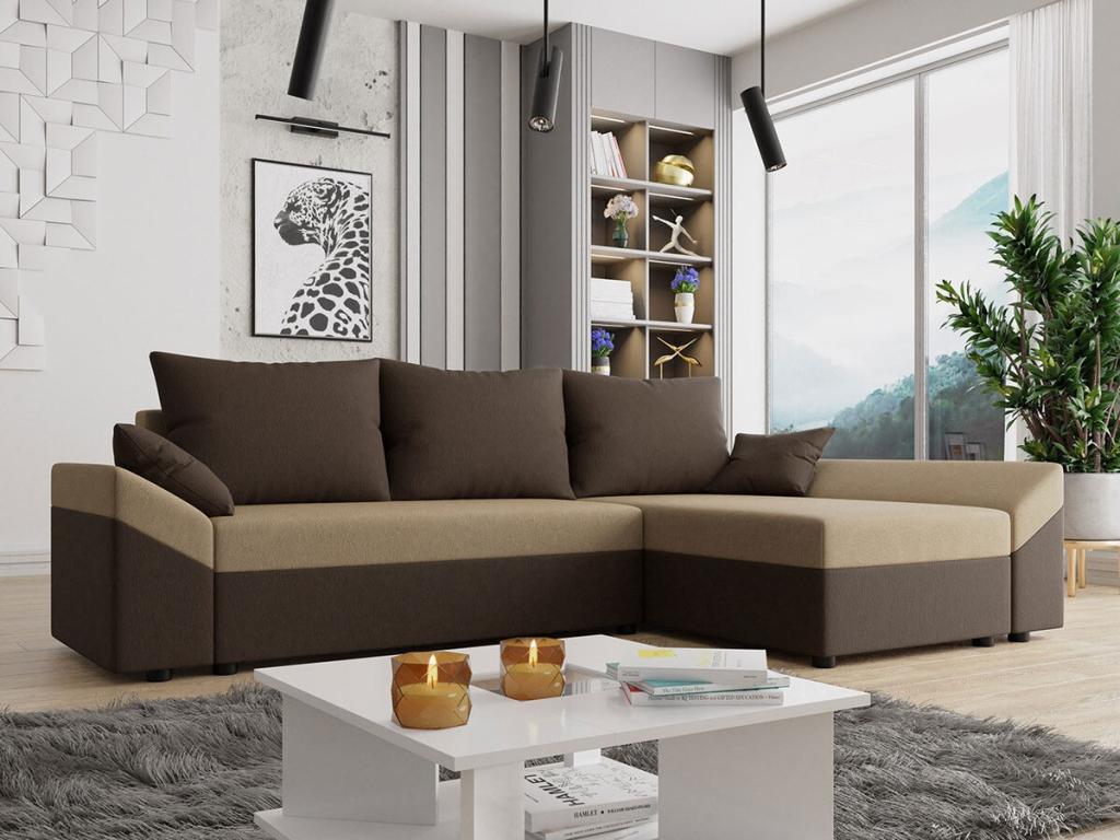 Delimoa 104 Corner Sofa, Light Brown, Sleeping Function, Bed Box, 240x140cm, 86518EZOU