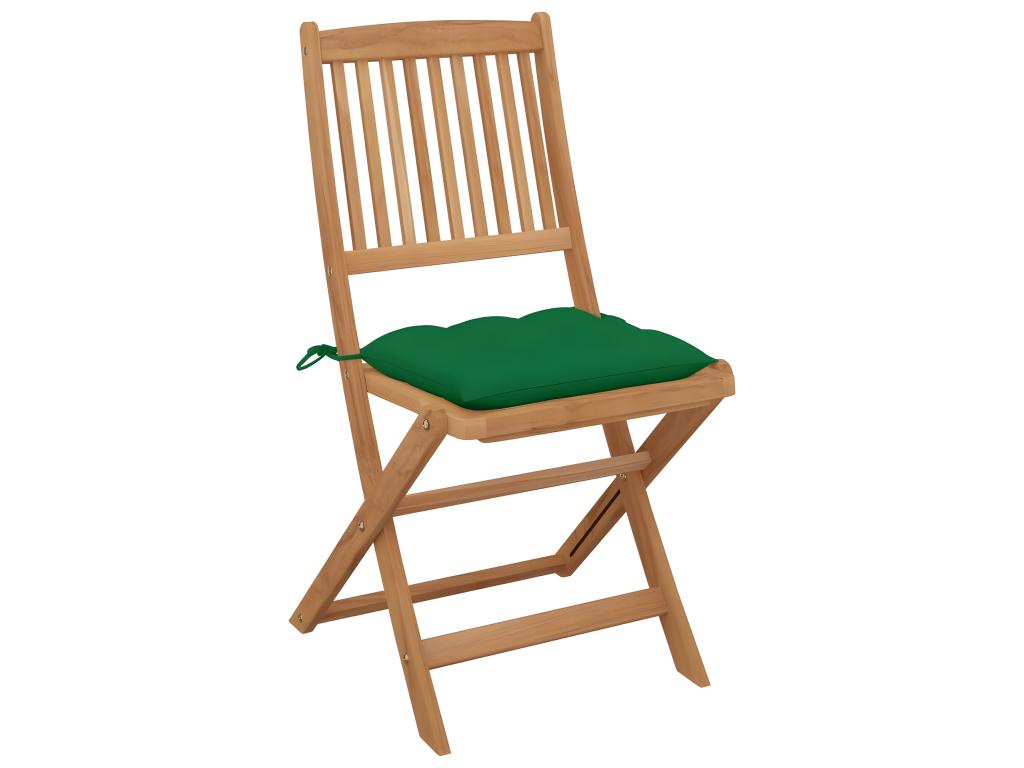 Folding garden chairs, set of 8 with cushions, Bois d'Artanzy 06206BUXR