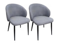 Set of 2 dining chairs in grey bouclé fabric with metal legs – Delimoa 18075KKGN