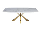 Extendable dining table 160x200 cm Artanzy gold ceramic white marble 61584AKDT