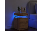 Bedside table with LED, handcrafted oak, engineered wood, 12880IXPX