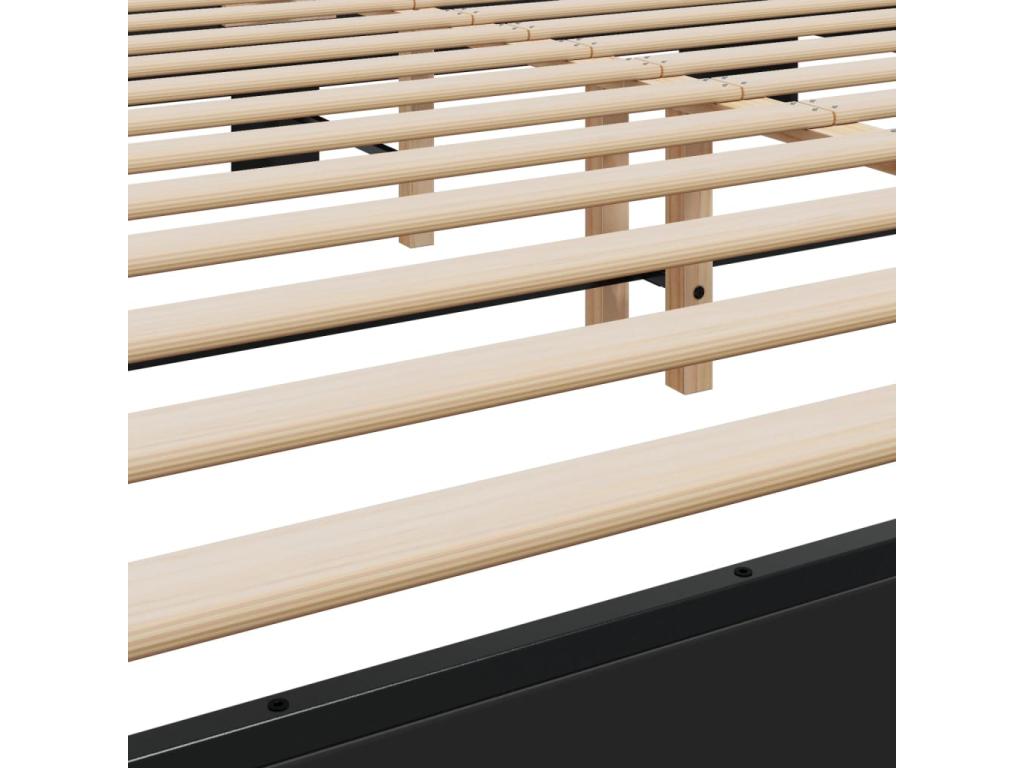 Black bed frame 180x200 cm engineered wood and metal 71832LYIF