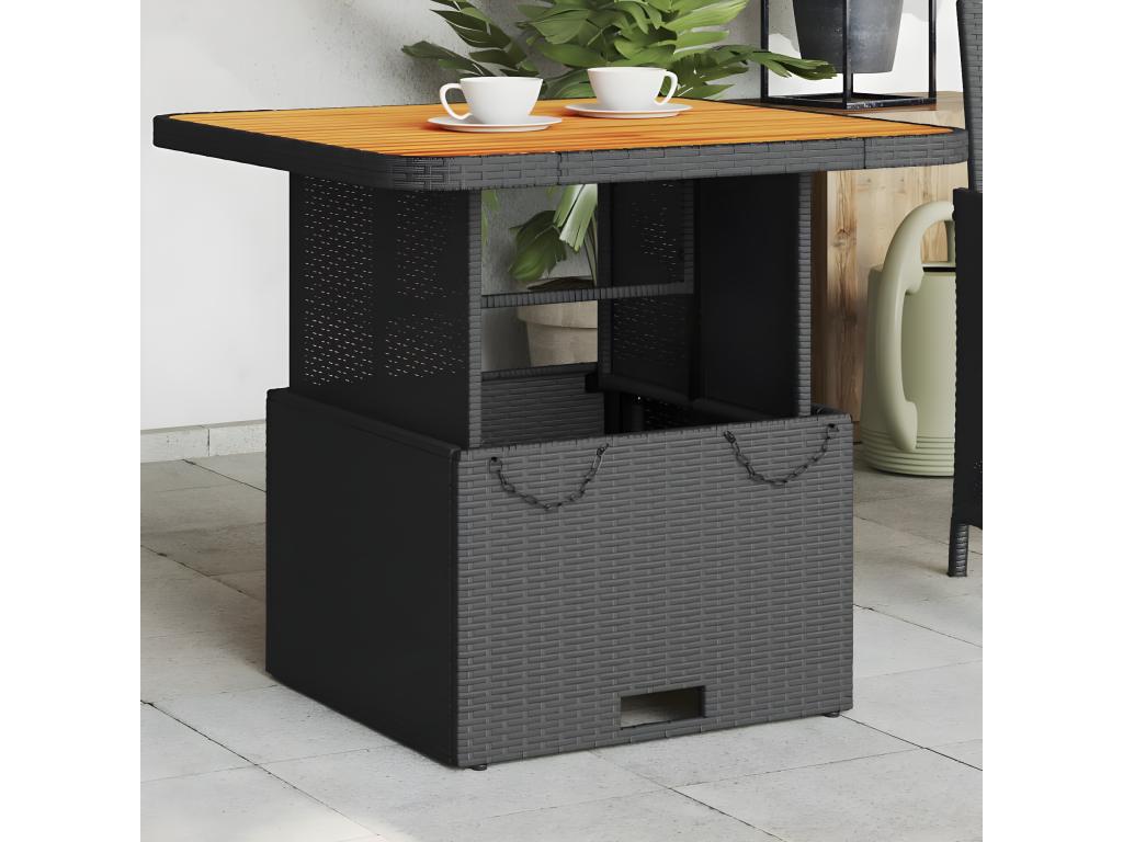Delimoa Premium - Black garden table 80x80x71 cm, woven resin and wood, Delimoa 51230SUDL
