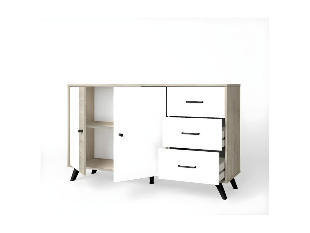 2-Door, 3-Drawer Buffet, Wood/White - Delimoa 96946MZKA