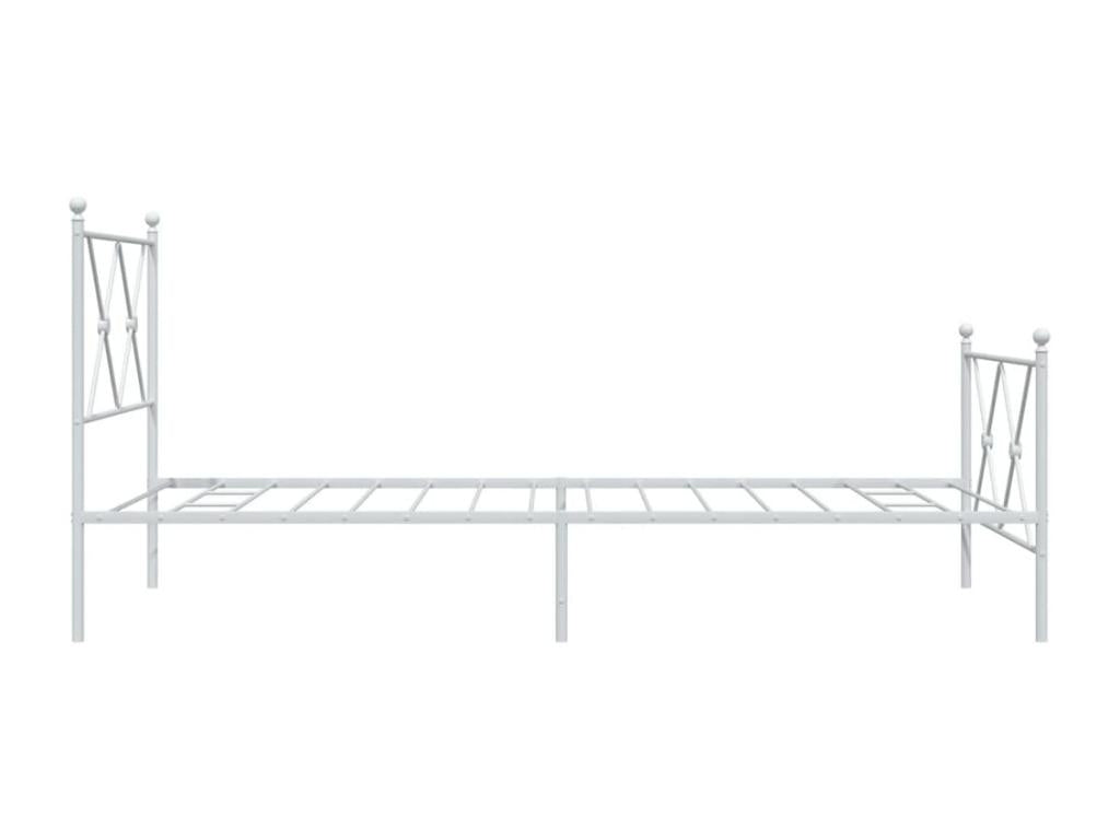 Metal bed frame with headboard and footboard, white, 90x190 cm, 82011UVQB