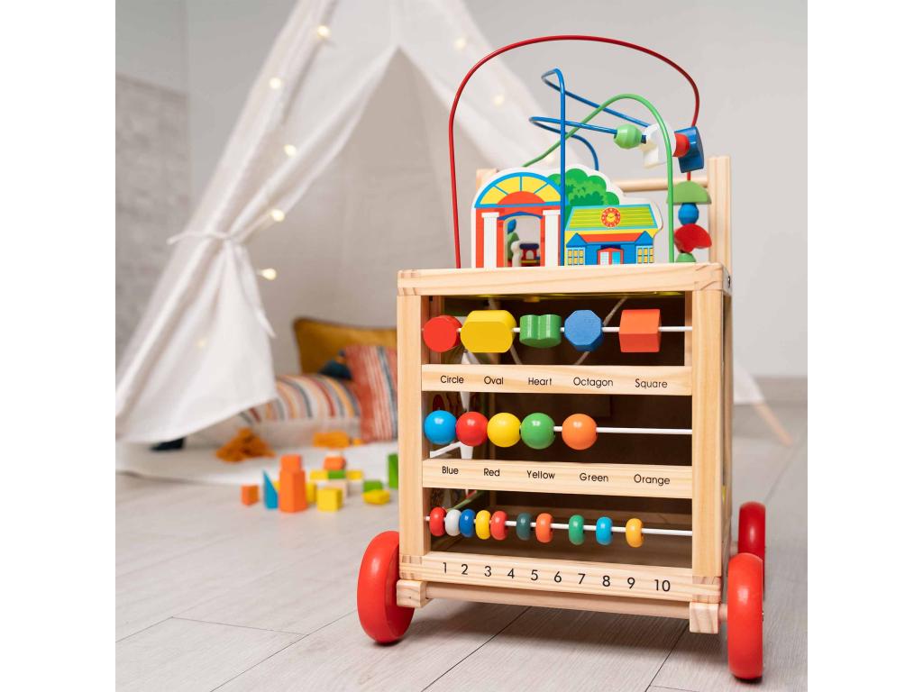 Artanzy Montessori Multi-Activity Baby Walker 33x33x45 cm in Wood, Eco-Friendly, Psychomotor Development 39990IQDN