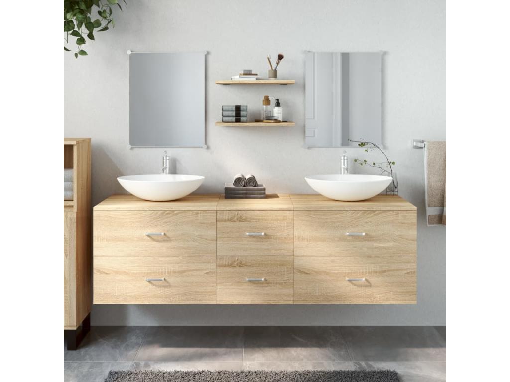 5-piece bathroom furniture set, engineered oak wood, 59004PZIA